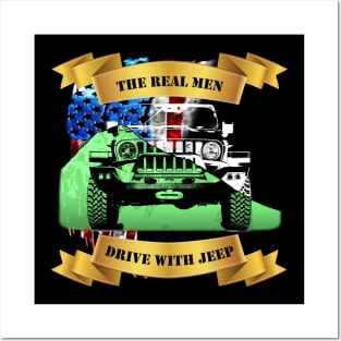 4x4 truck US Flag to men Posters and Art